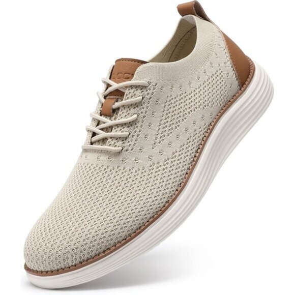 🆕VILOCY Men's Beige Casual Dress Oxfords Business Mesh Breathable Sneakers - Picture 3 of 10